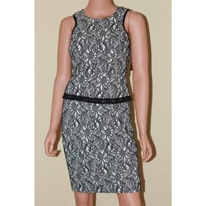 NWT JAX Black White Peplum Sheath Dress